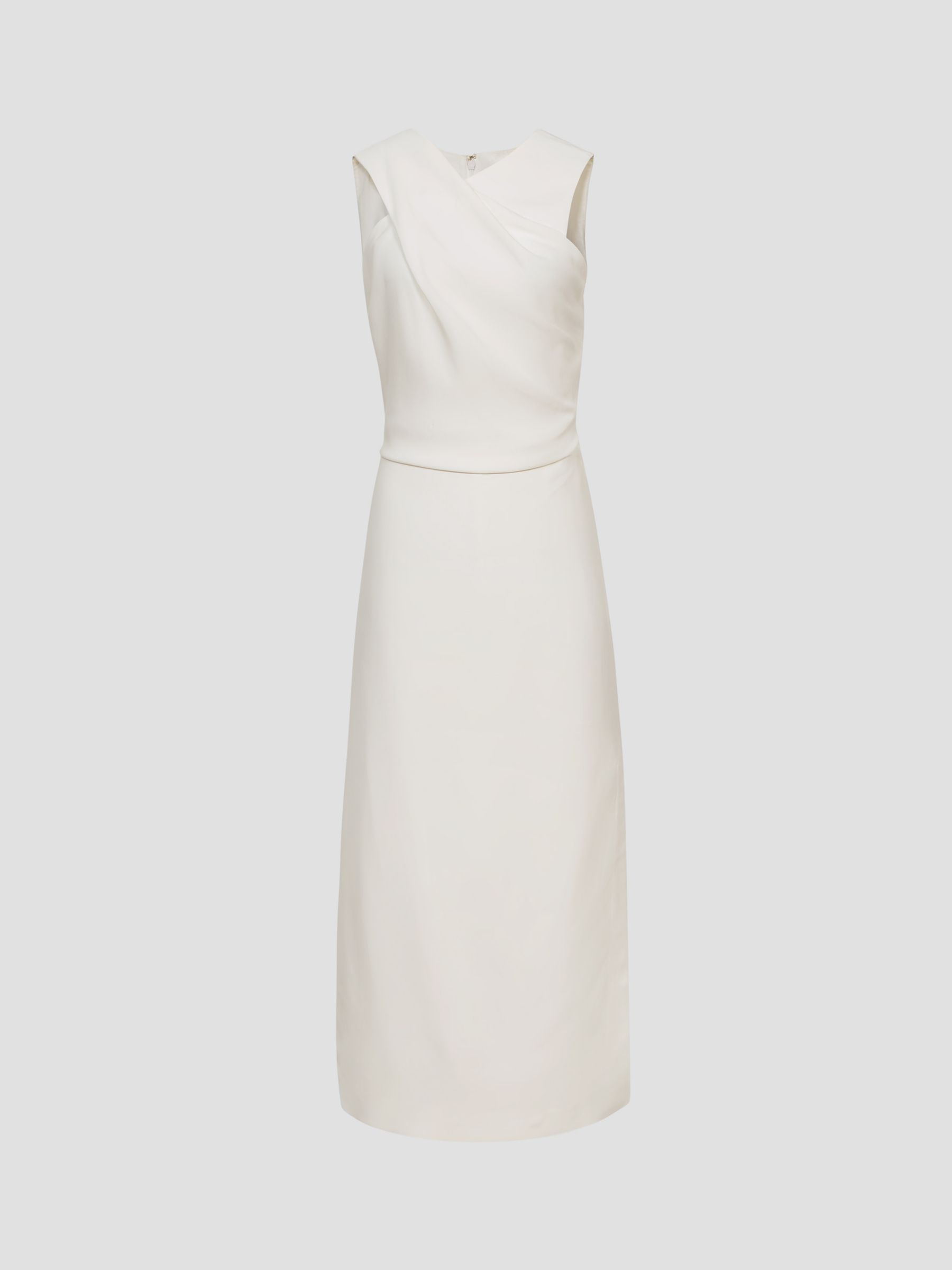 Reiss Imogen Halterneck Ruched Midi Dress, Ivory at John Lewis & Partners