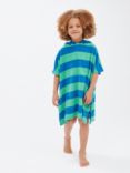 John Lewis ANYDAY Kids' Striped Towelling Poncho, Blue/Green