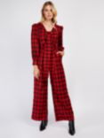 Somerset by Alice Temperley Check Tie Wide Leg Jumpsuit, Red/Black
