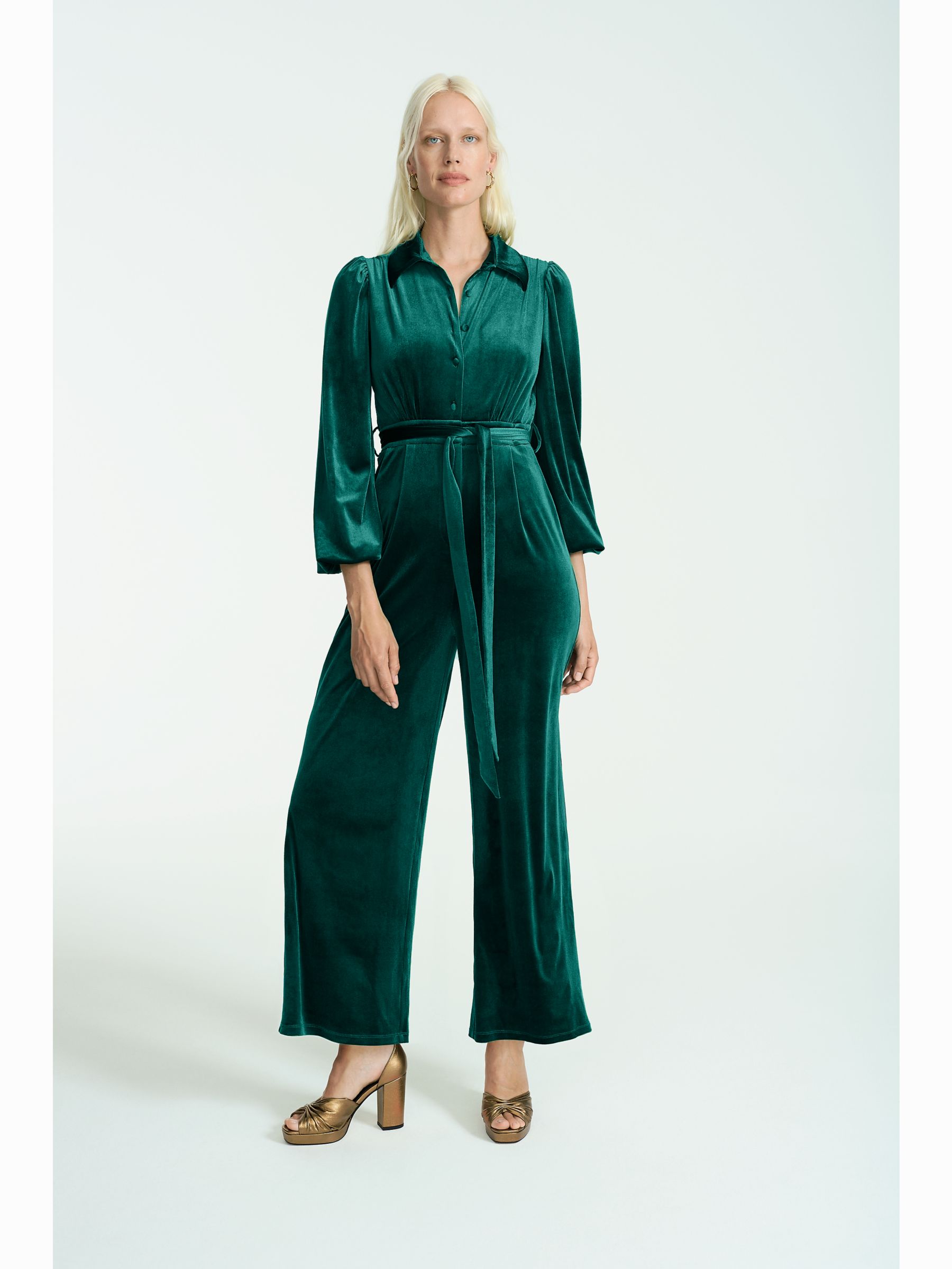 Luxurious Emerald Green Velvet Jumpsuit - Holiday Party – Shop the