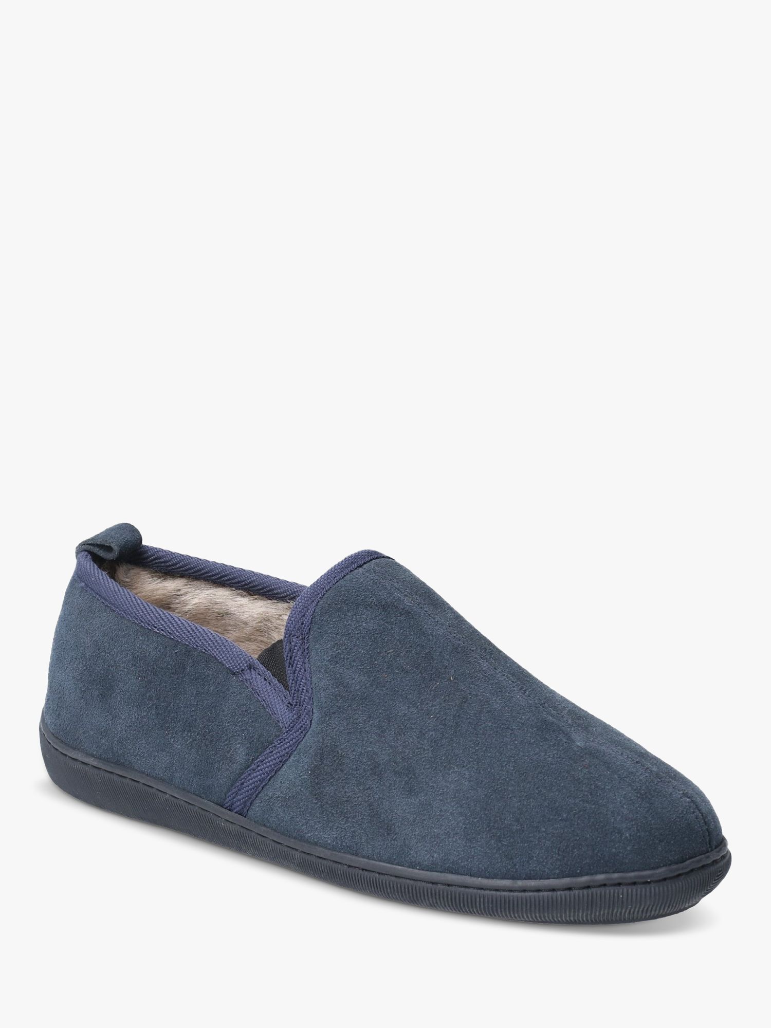 Hush Puppies Arnold Suede Faux Fur Slippers, Navy, 6