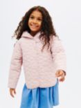 John Lewis Kids' Flower Quilted Shower Resistant Jacket, Dusty Pink