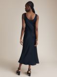 Ghost Palm Bias Cut Satin Slip Dress, Navy