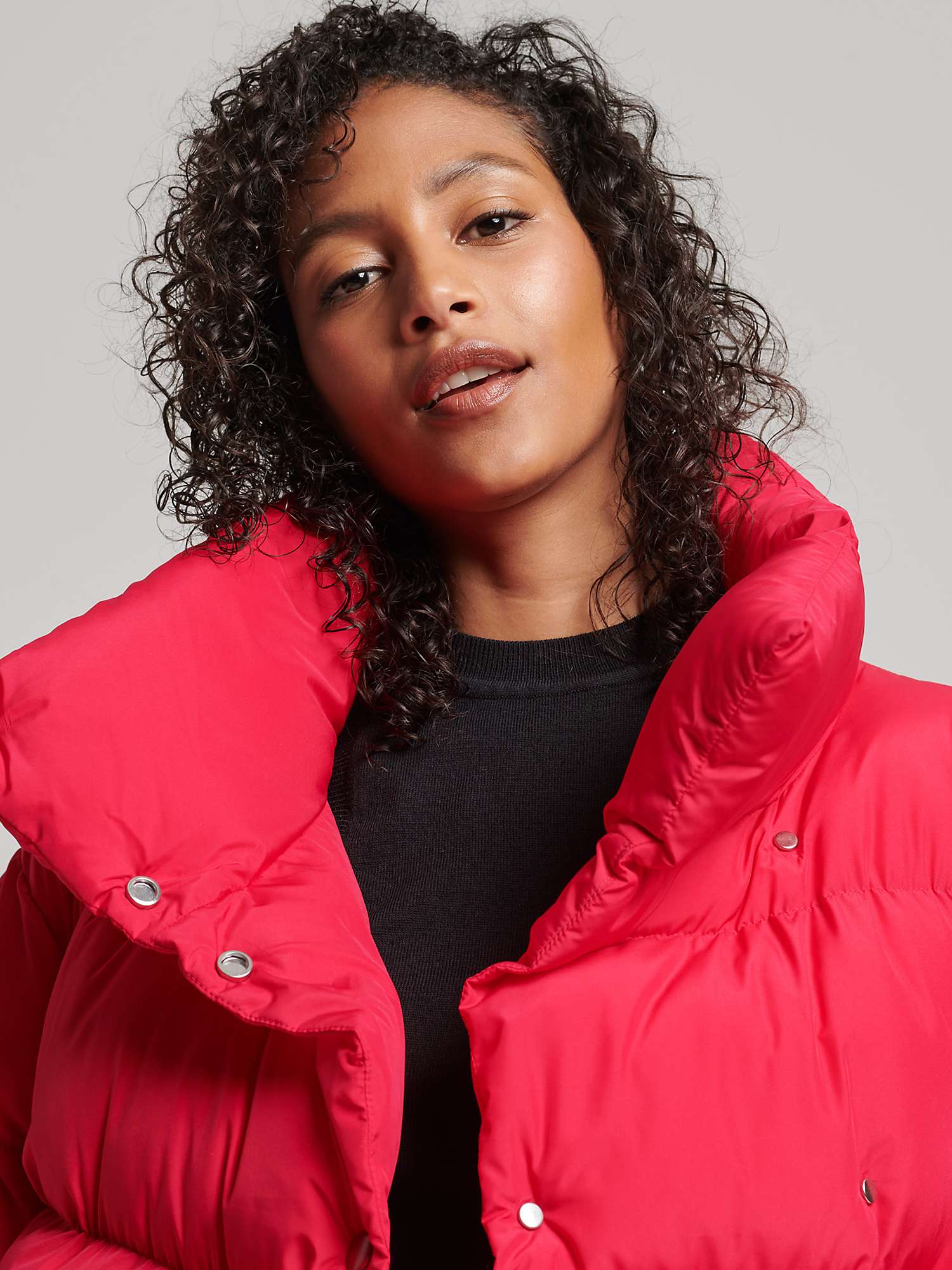 Superdry Short Down Puffer Coat, Highland Berry at John Lewis & Partners