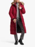 Superdry Original & Vintage Everest Long Line Faux Fur Parka Jacket, Red