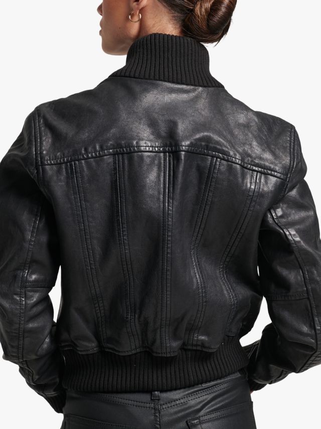 Female leather clearance bomber jacket