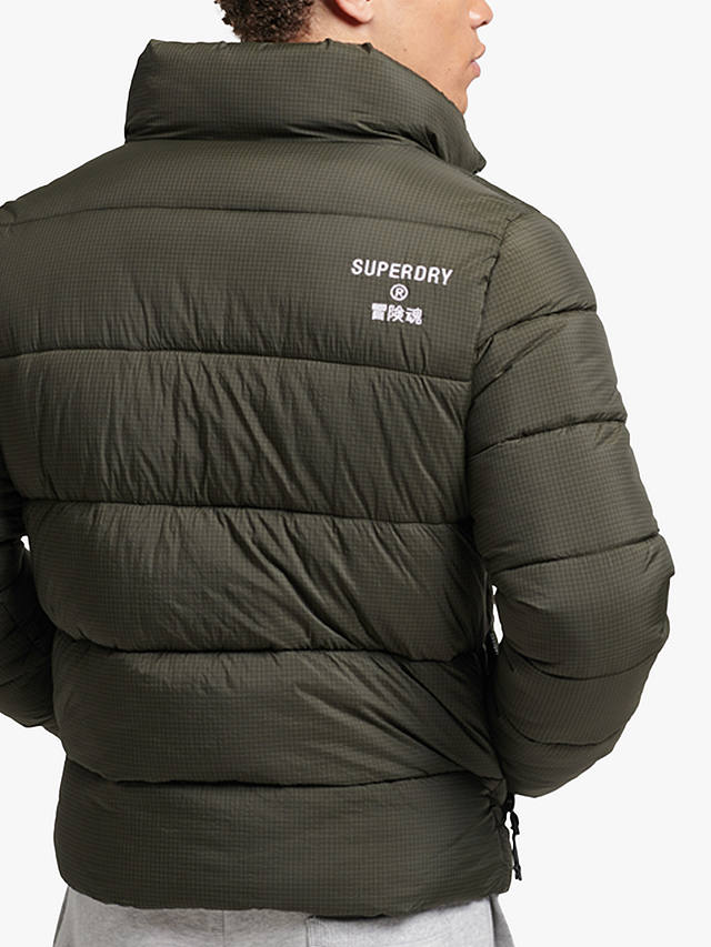 Superdry Non Hooded Sports Puffer Jacket, Football Grid Khaki