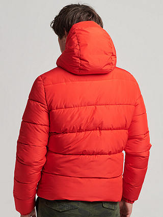 Superdry Sports Hooded Puffer Jacket, Bright Red at John Lewis & Partners