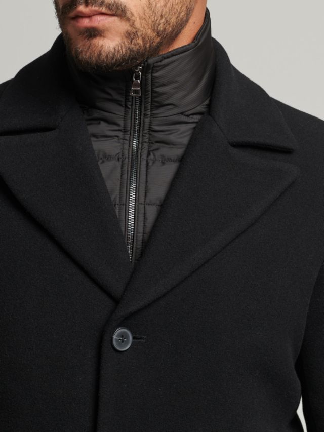 Men's short black wool coat sale