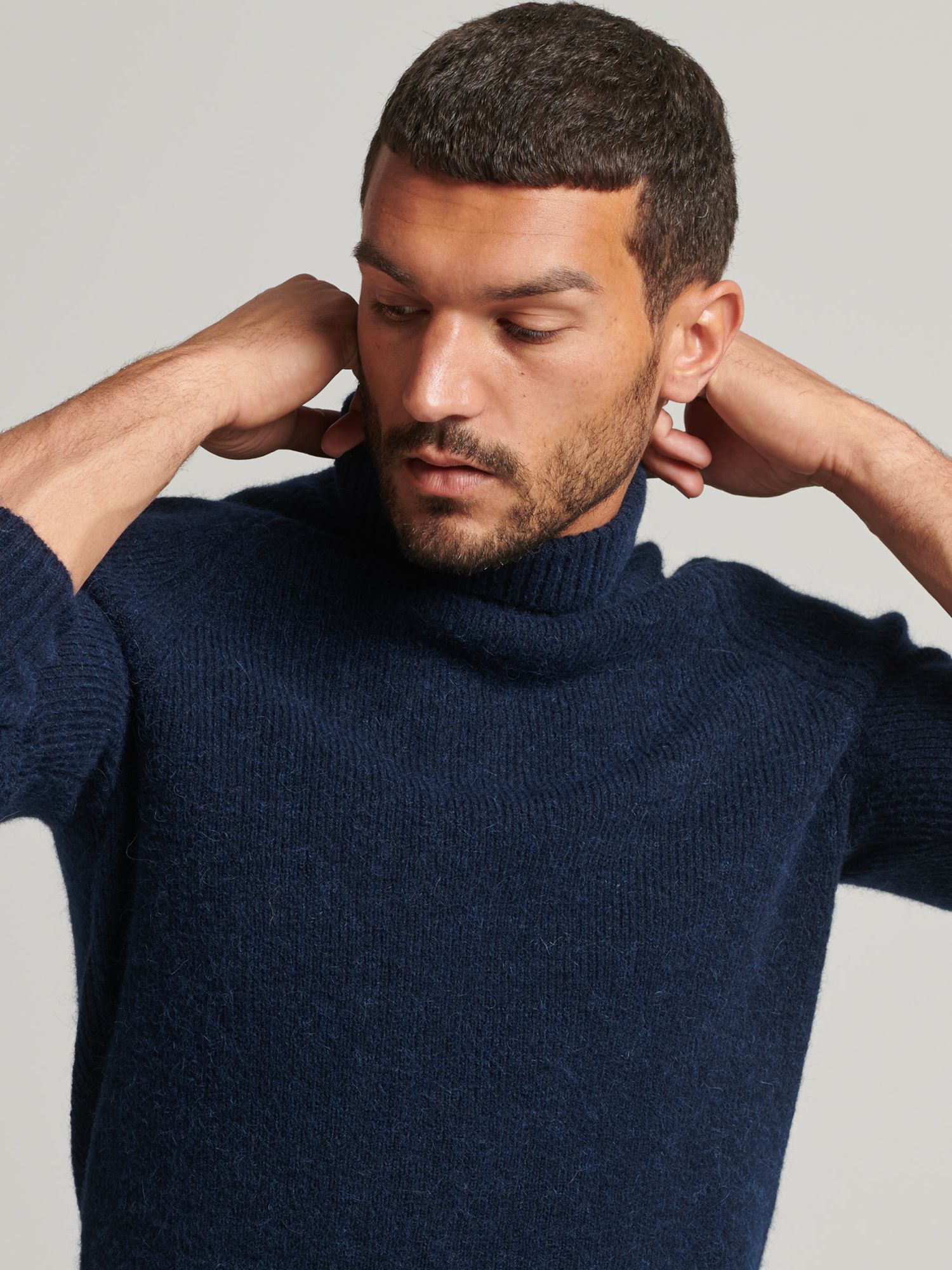 Superdry Alpaca Chunky Roll Neck Jumper, Eclipse Navy at John Lewis ...