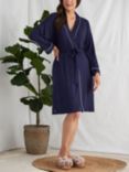 Pretty You London Piping Trim Kimono Sleeve Bamboo Dressing Gown, Midnight