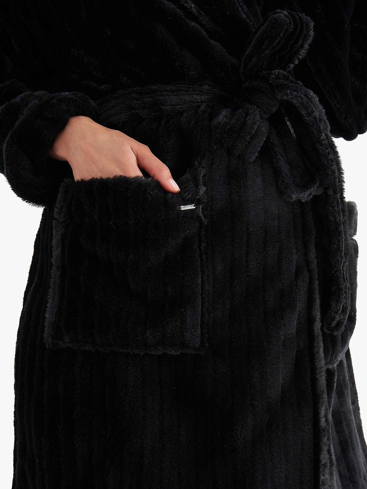 Buy Pretty You London Cloud Hooded Robe, Black Online at johnlewis.com