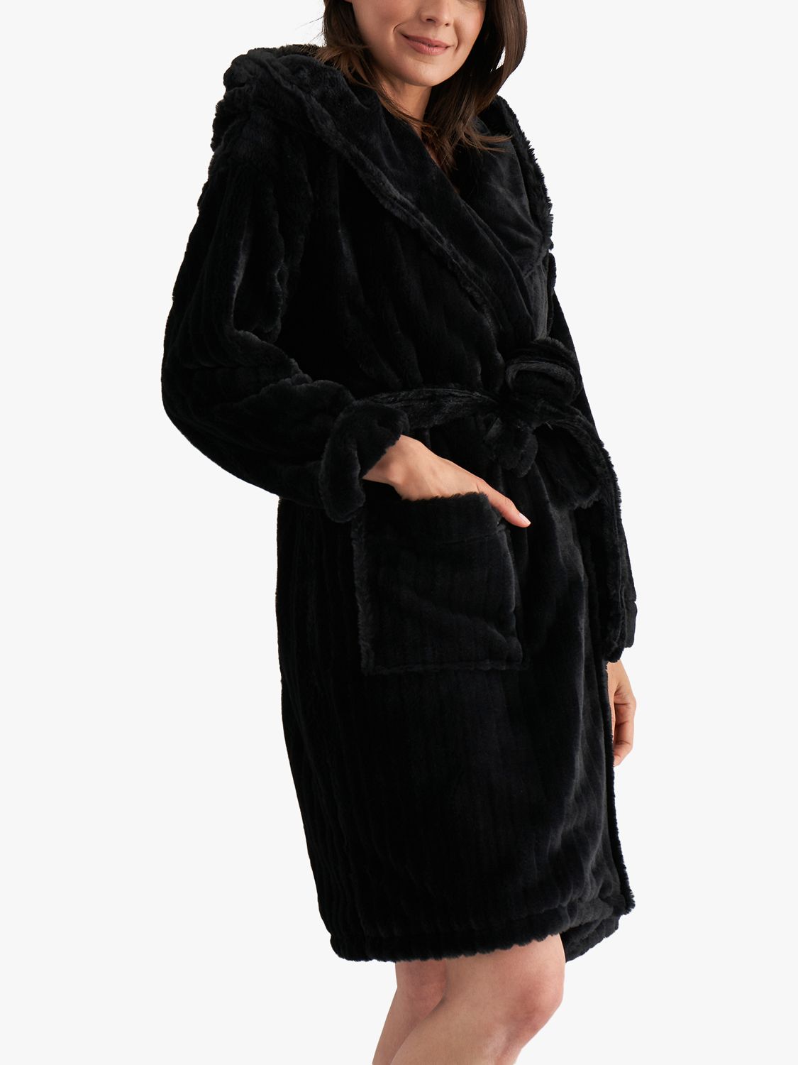 Buy Pretty You London Cloud Hooded Robe, Black Online at johnlewis.com
