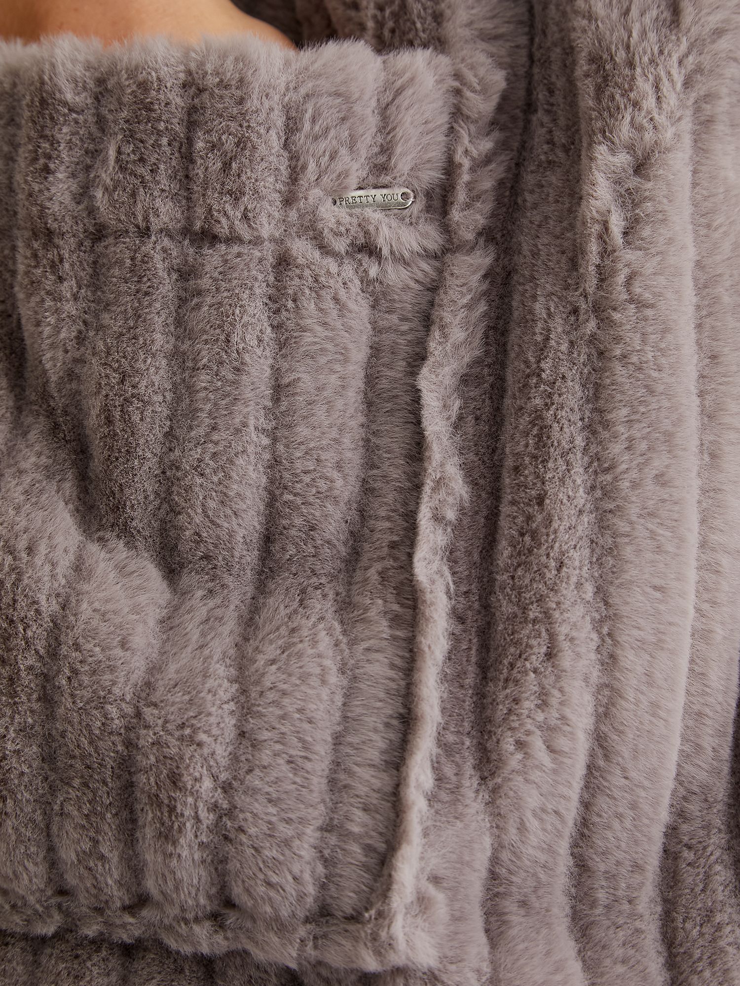 Pretty You London Stripe Textured Cloud Robe, Mink at John Lewis & Partners