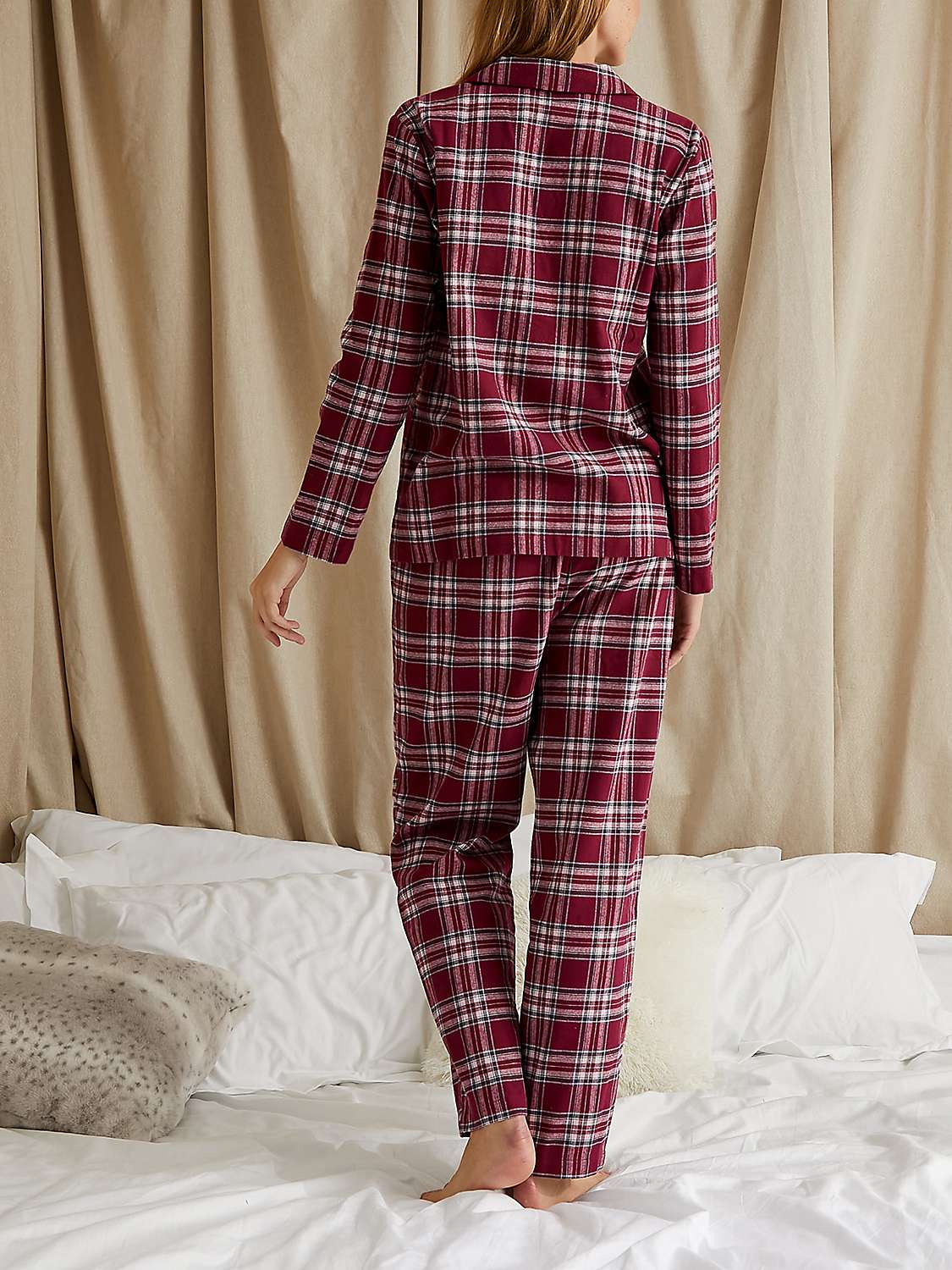 Buy Pretty You London Plaid Brushed Cotton Pyjama Set, Bordeaux Online at johnlewis.com