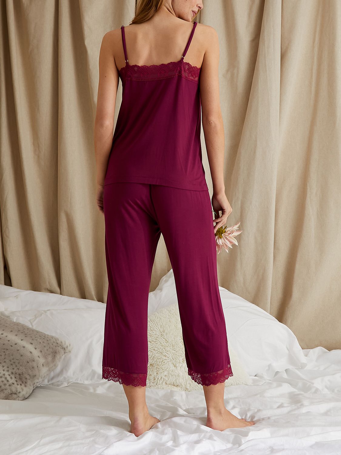 Buy Pretty You London Lace Bamboo Cami Cropped Trouser Pyjama Set Online at johnlewis.com