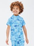 John Lewis Kids' Tie Dye Shark Rash Vest, Blue