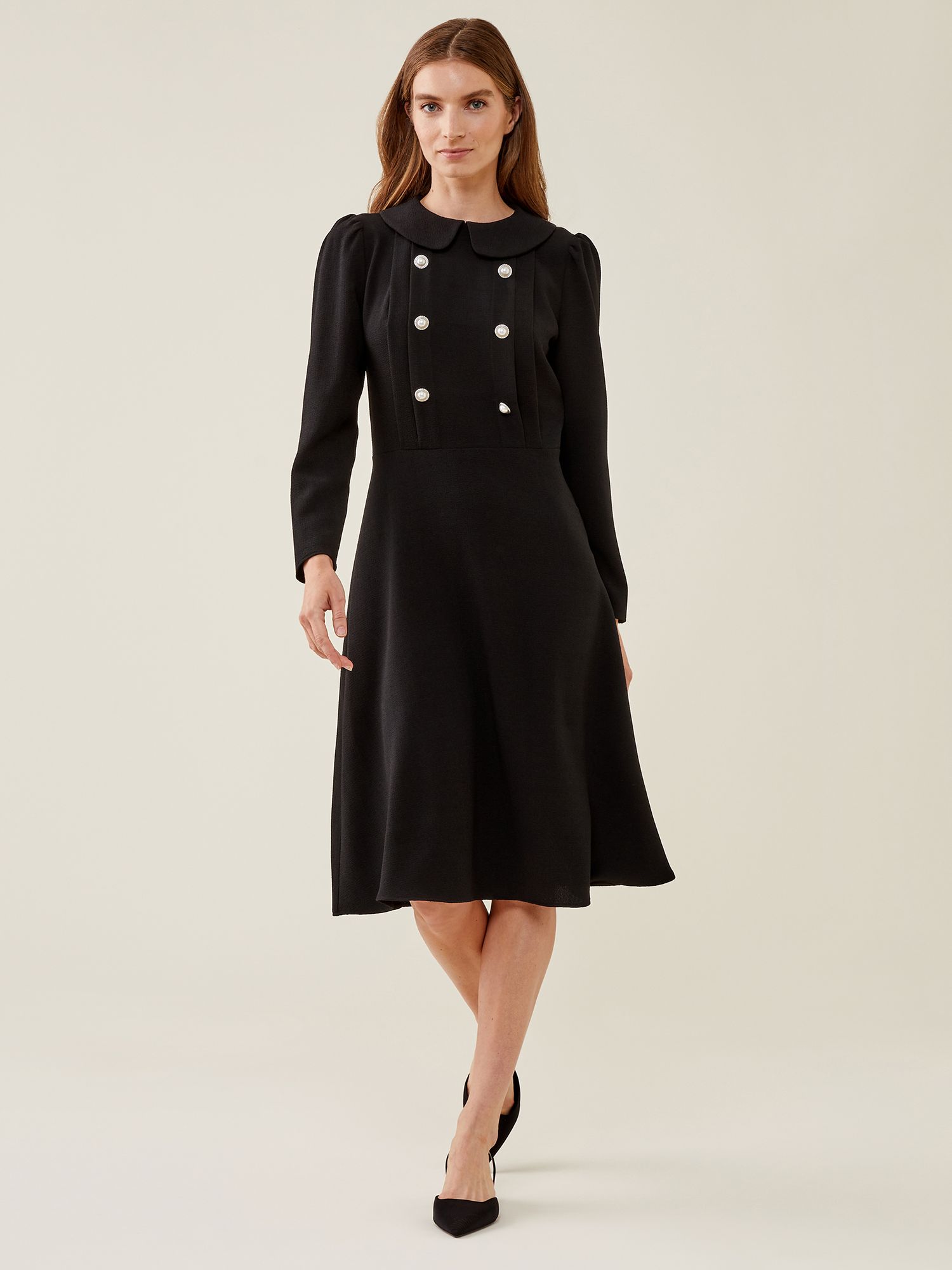 Finery Jadey Crepe Midi Dress, Black at John Lewis & Partners