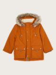 Monsoon Kids' Longline Parka Coat, Red Rust