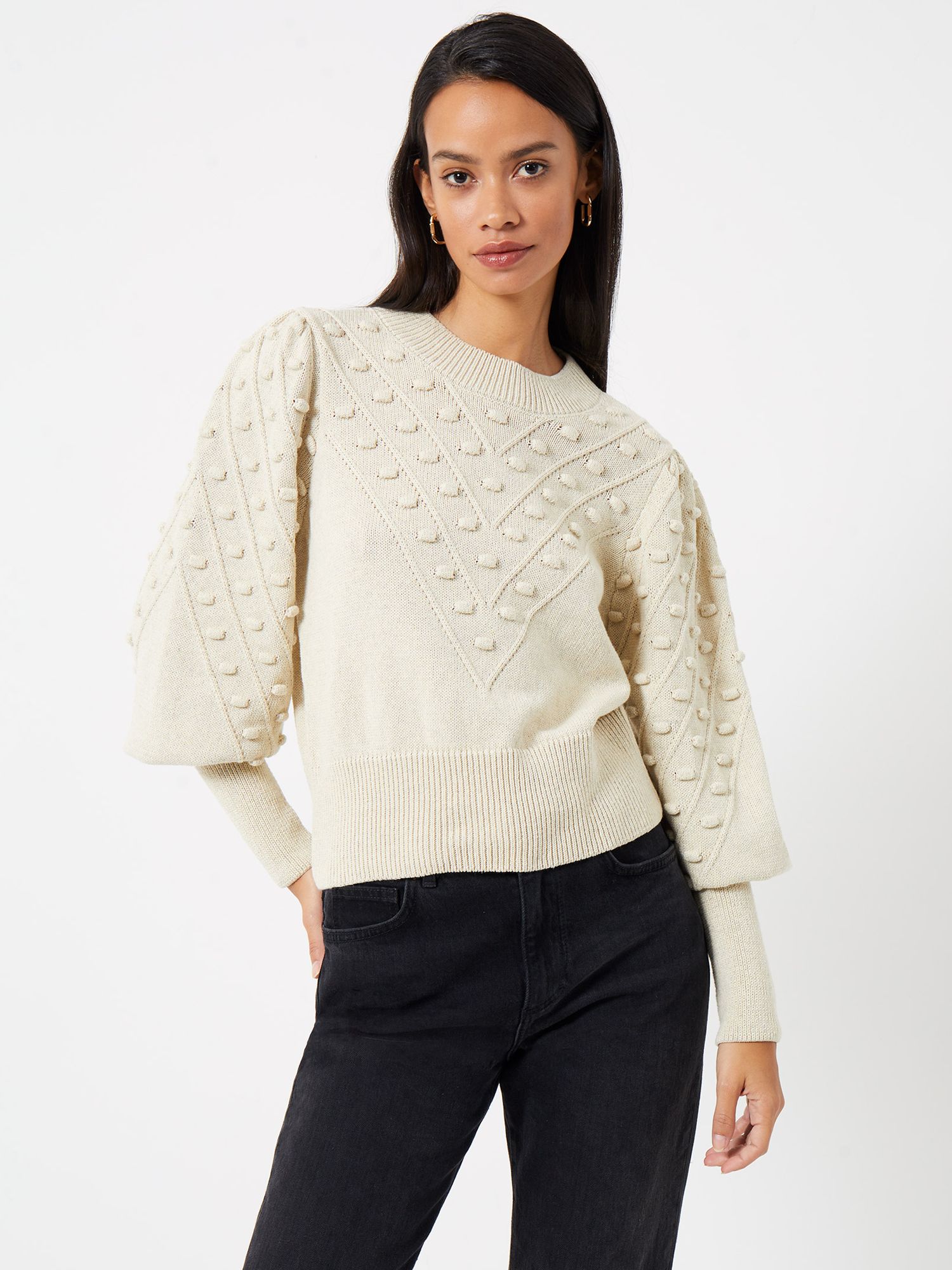 French Connection Mozart Bobble Jumper, Oatmeal at John Lewis & Partners