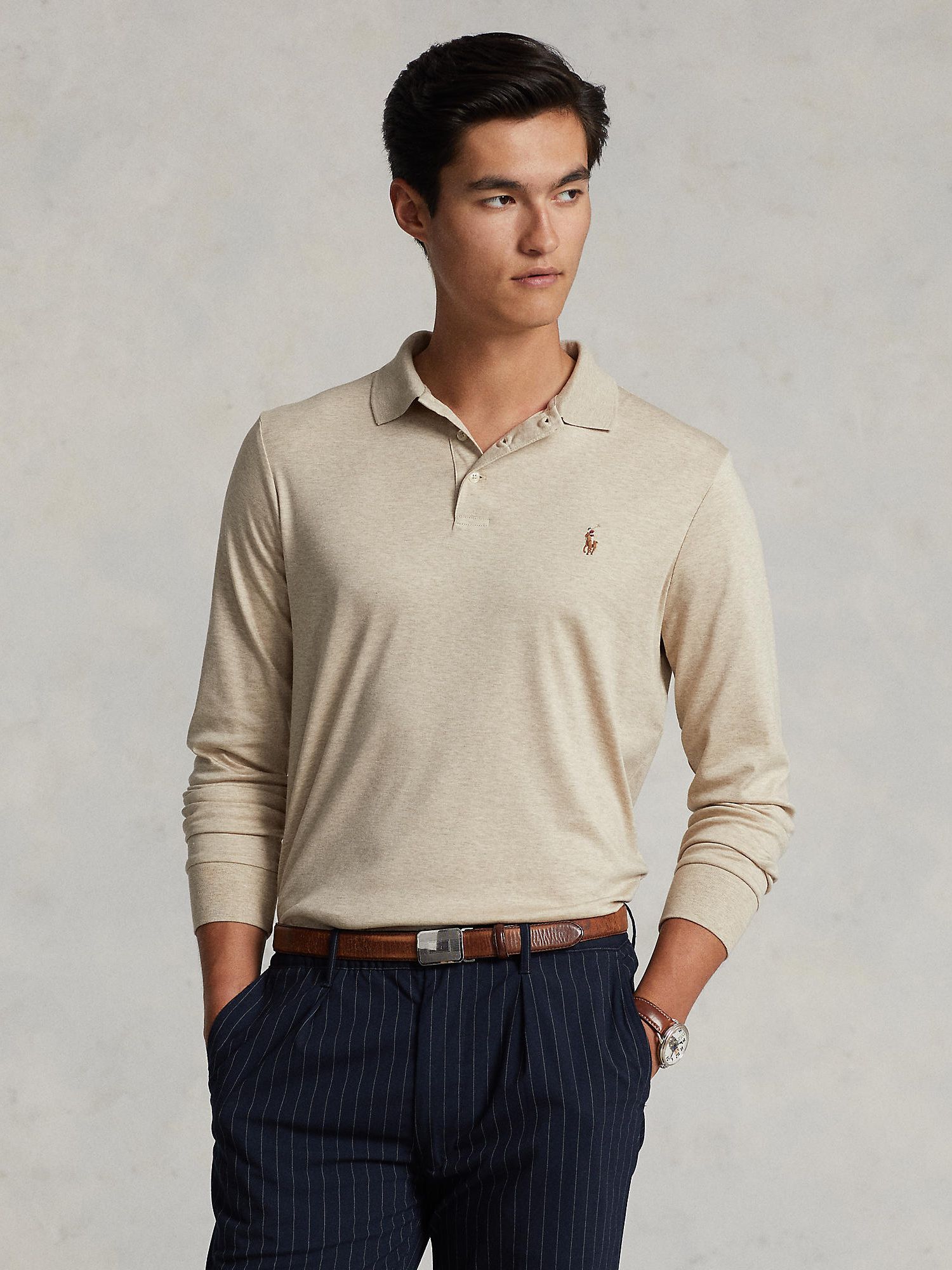 Polo Ralph Lauren Custom Slim Fit Long Sleeve Polo Shirt, C011 at John ...