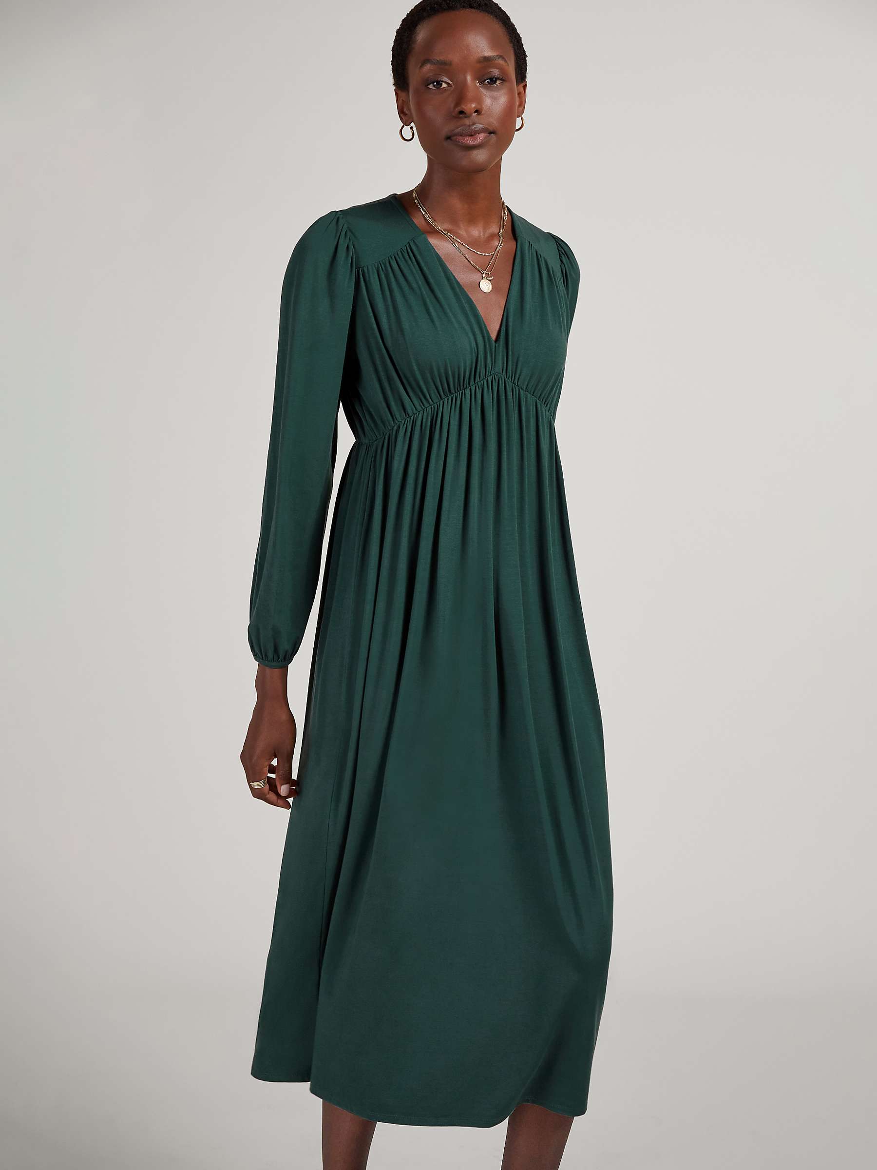 Buy Baukjen Brooke Plain Empire Line Jersey Dress, Dark Cedar Online at johnlewis.com