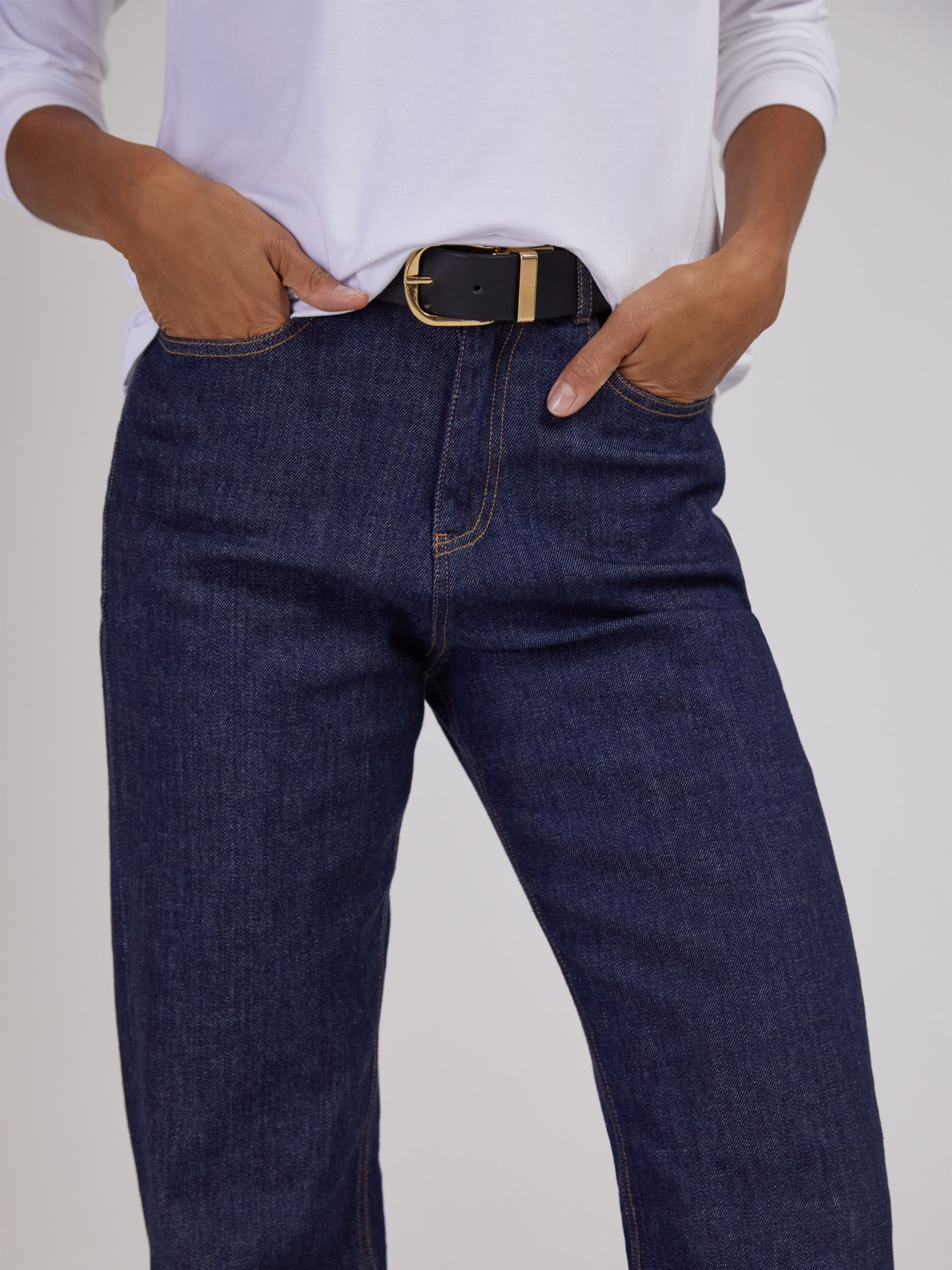Baukjen Organic Cotton Straight Denim Jeans, Dark Blue, 8