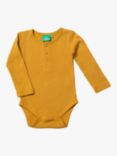 Little Green Radicals Baby Button Neck Ribbed Bodysuit, Gold
