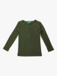 Little Green Radicals Kid's Ribbed Long Sleeve Henley Top, Olive
