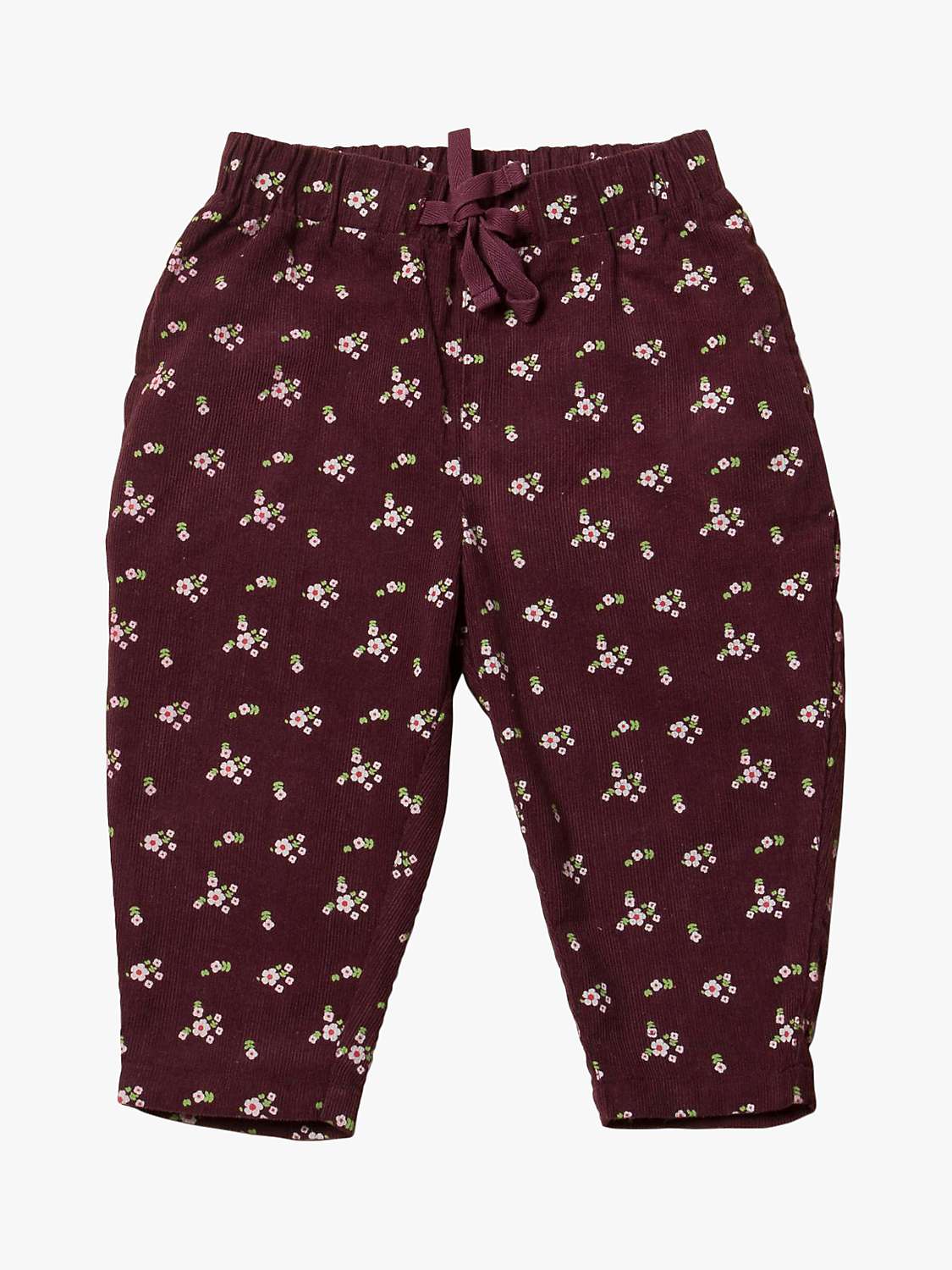 Buy Little Green Radicals Baby Pull On Floral Corduroy Trousers, Purple Online at johnlewis.com