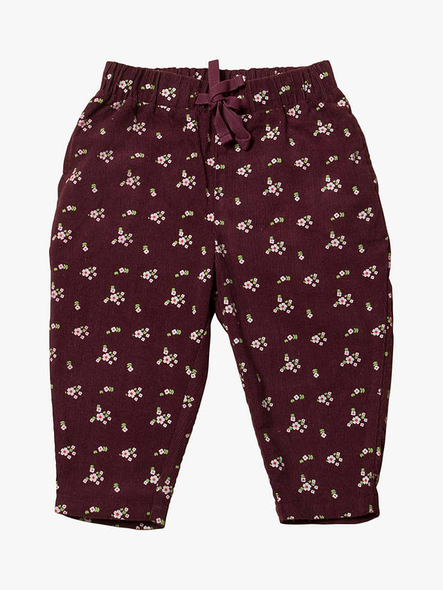 Little Green Radicals Baby Pull On Floral Corduroy Trousers, Purple
