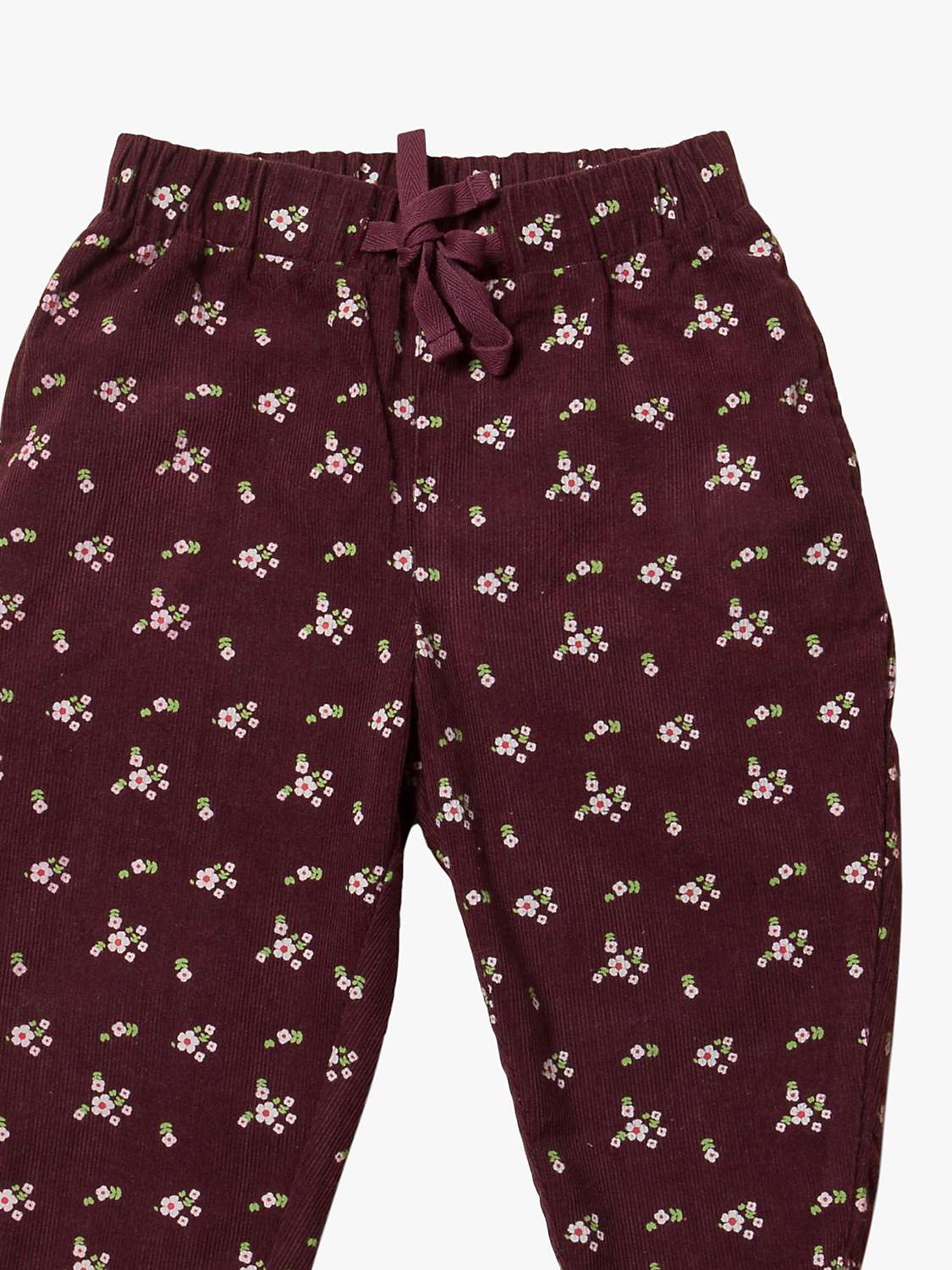Buy Little Green Radicals Baby Pull On Floral Corduroy Trousers, Purple Online at johnlewis.com