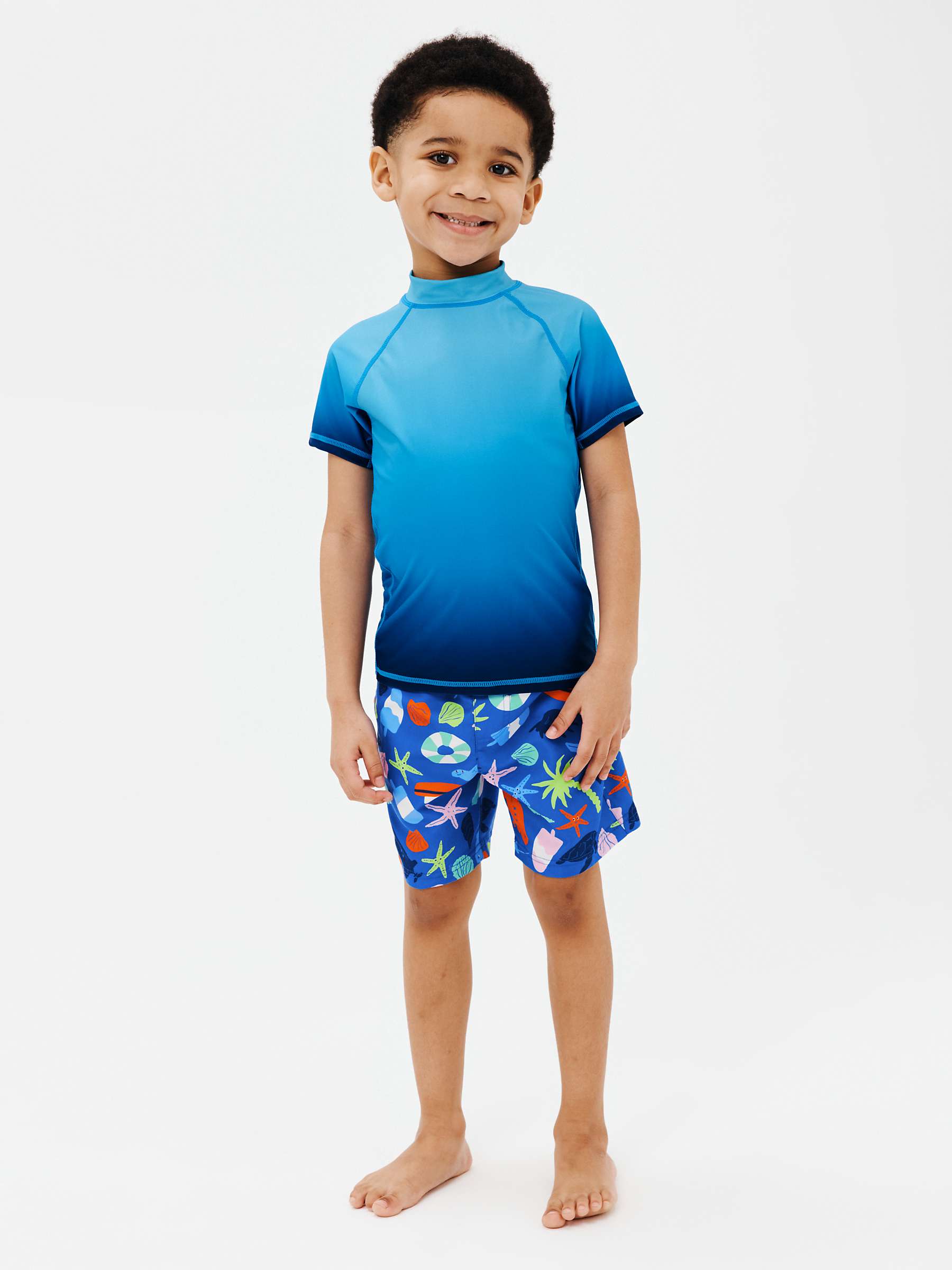 Buy John Lewis Kids' Seaside Fun Board Shorts, Blue/Multi Online at johnlewis.com
