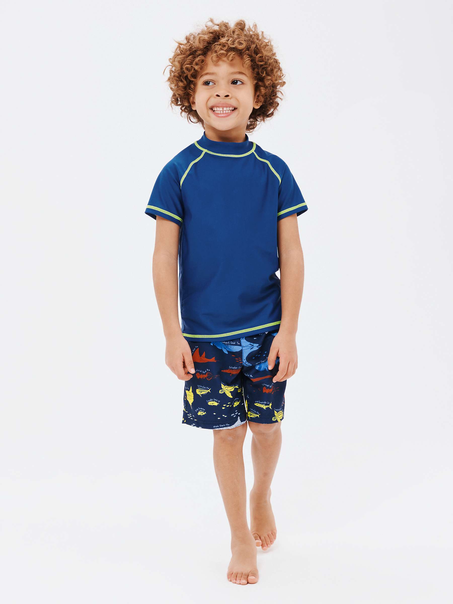 Buy John Lewis Kids' Sealife Print Board Shorts, Blue/Multi Online at johnlewis.com