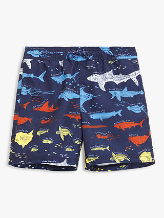 John Lewis Kids' Sealife Print Board Shorts, Blue/Multi