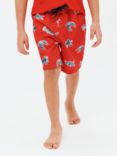 John Lewis Kids' Turtle Shark Board Shorts, Red