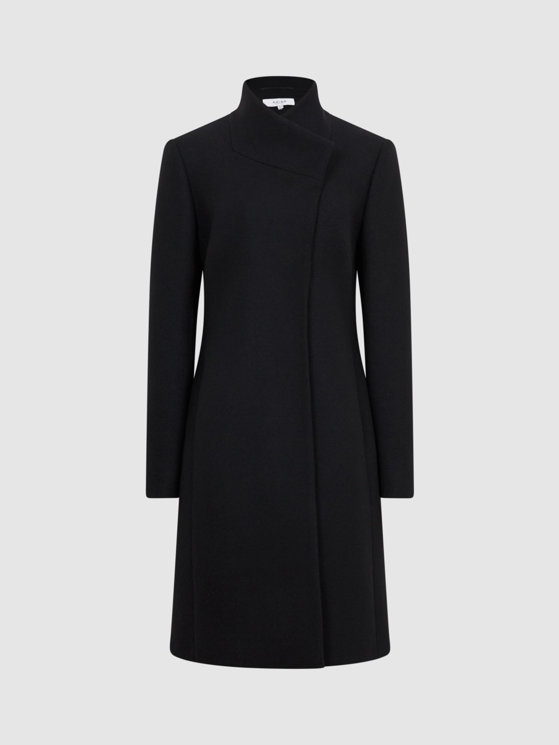 Reiss Mia Wool Blend Tailored Coat, Black at John Lewis & Partners