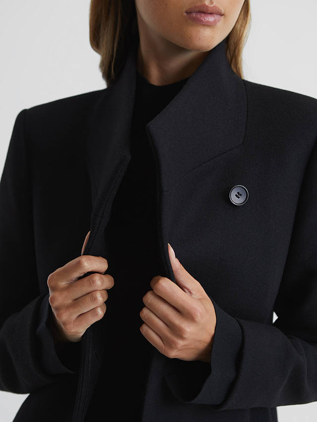 Reiss Mia Wool Blend Tailored Coat, Black
