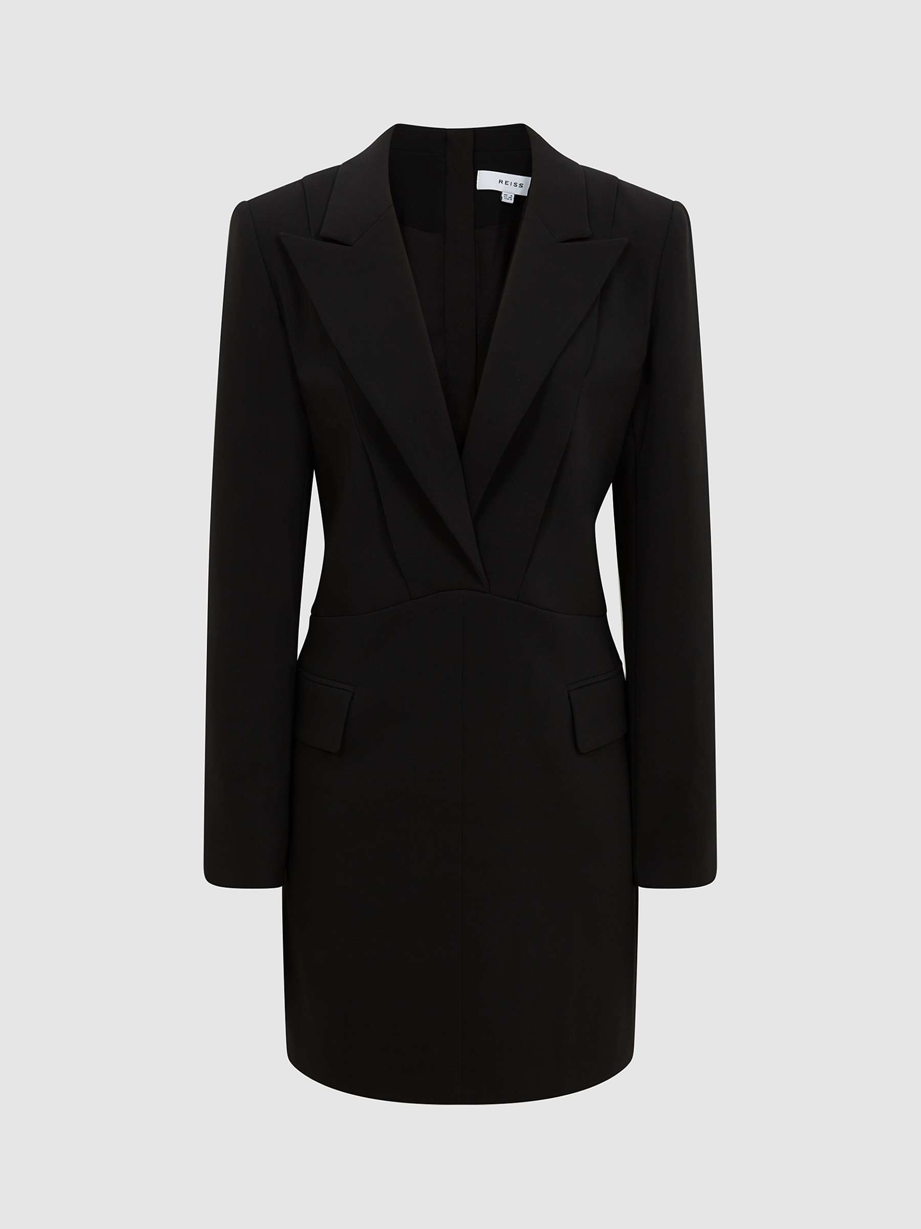 Reiss Karin Tuxedo Mini Dress, Black, Black at John Lewis & Partners