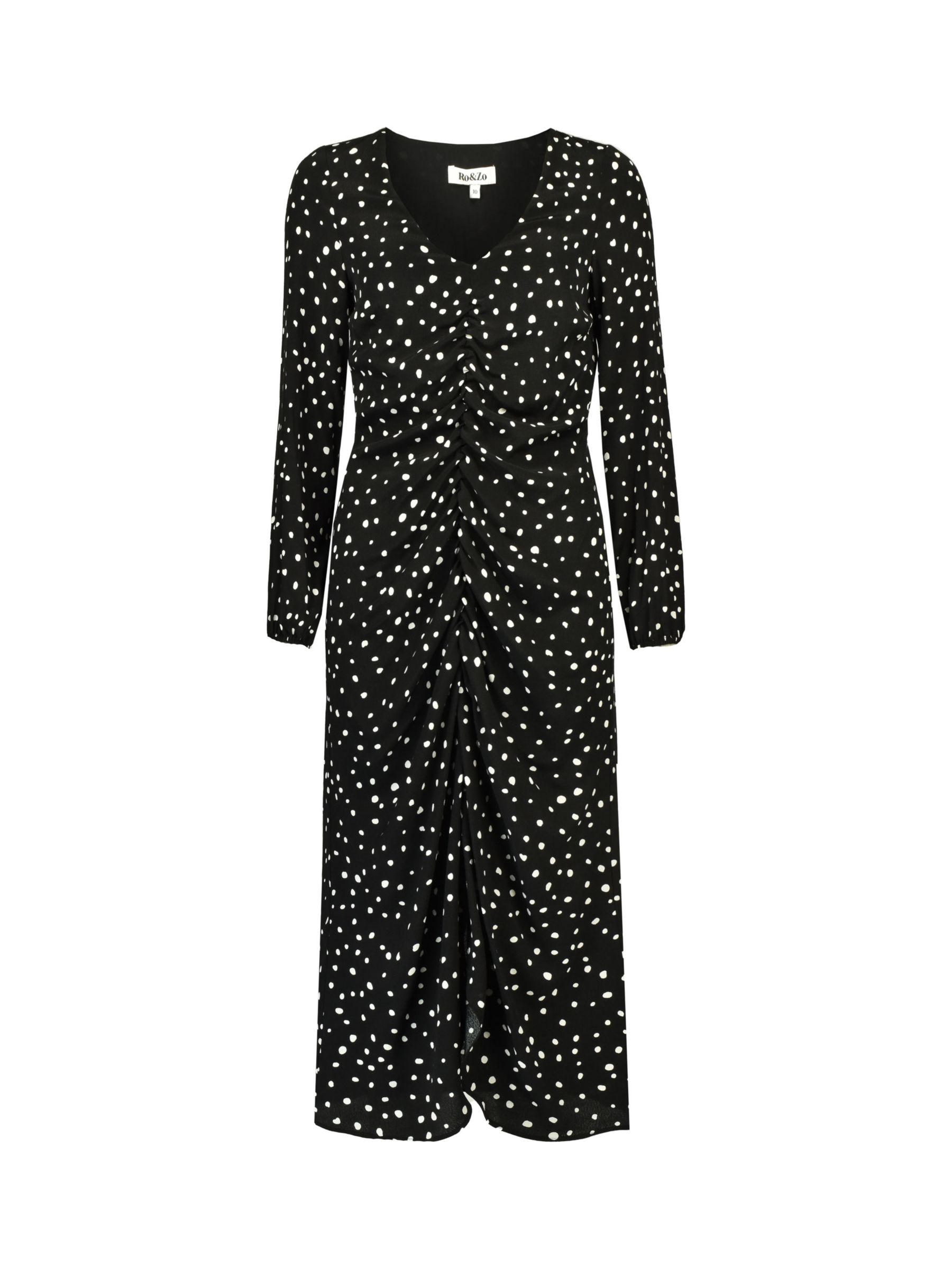 Ro&Zo Spot Midi Dress, Black at John Lewis & Partners