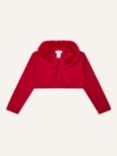 Monsoon Baby Super Soft Faux Fur Collar Cardigan, Red