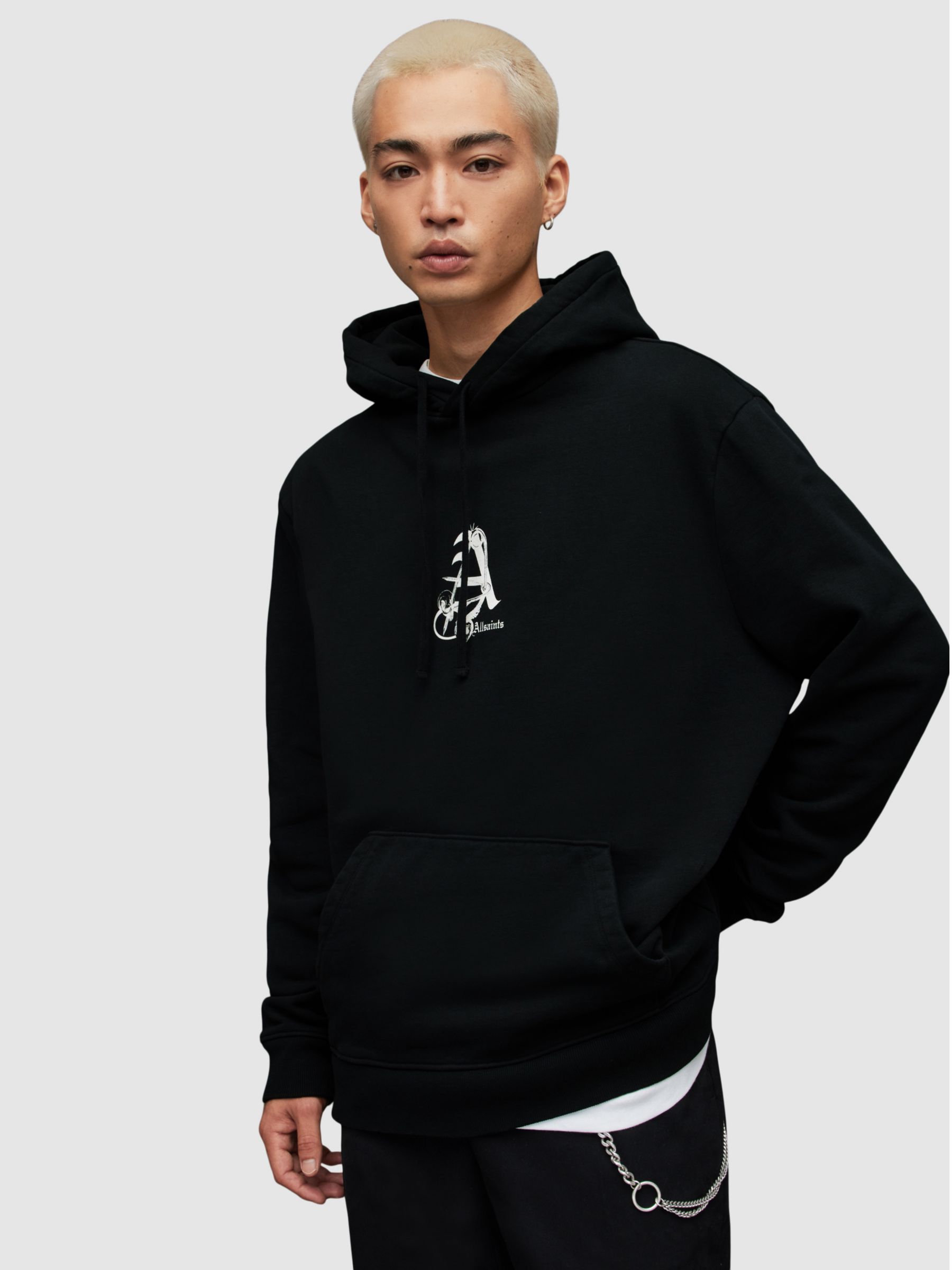 AllSaints Pinup Hoodie, Washed Black, XS