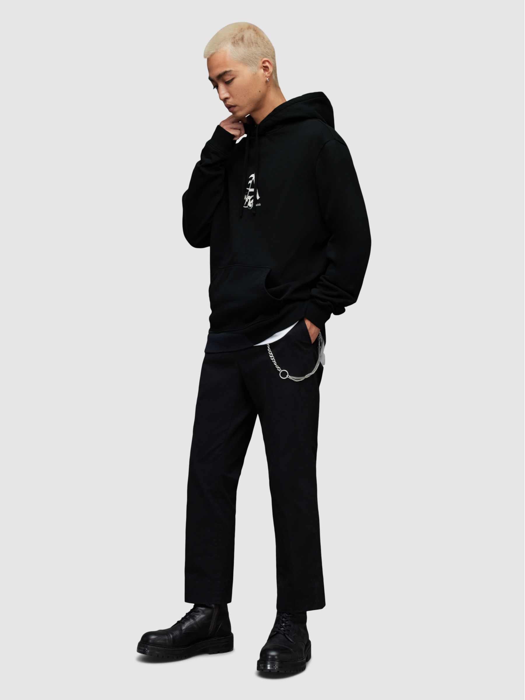 AllSaints Pinup Hoodie, Washed Black, XS