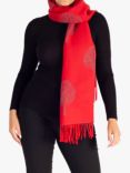 chesca Tree Print Reversible Tassel Scarf, Red/Grey