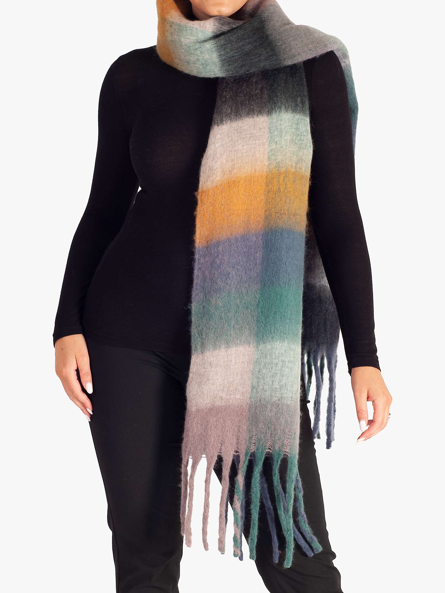 Buy chesca Cosy Large Tassel Edge Check Scarf, Multi Online at johnlewis.com