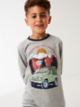 FatFace Kids' Land Rover Long Sleeve T-Shirt, Grey Marl, Grey Marl