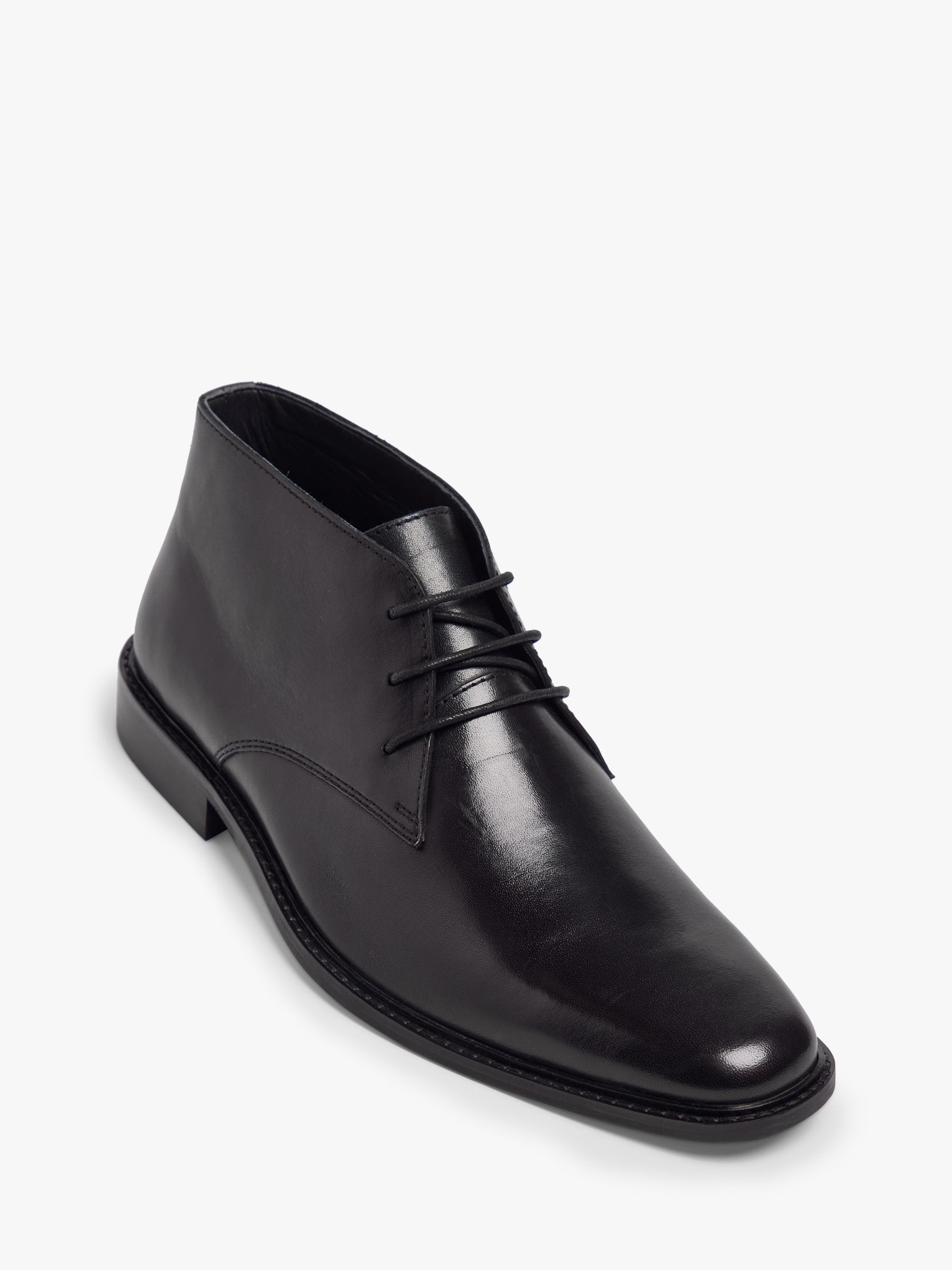 Pod Byron Leather Lace-Up Ankle Boots, Black at John Lewis & Partners