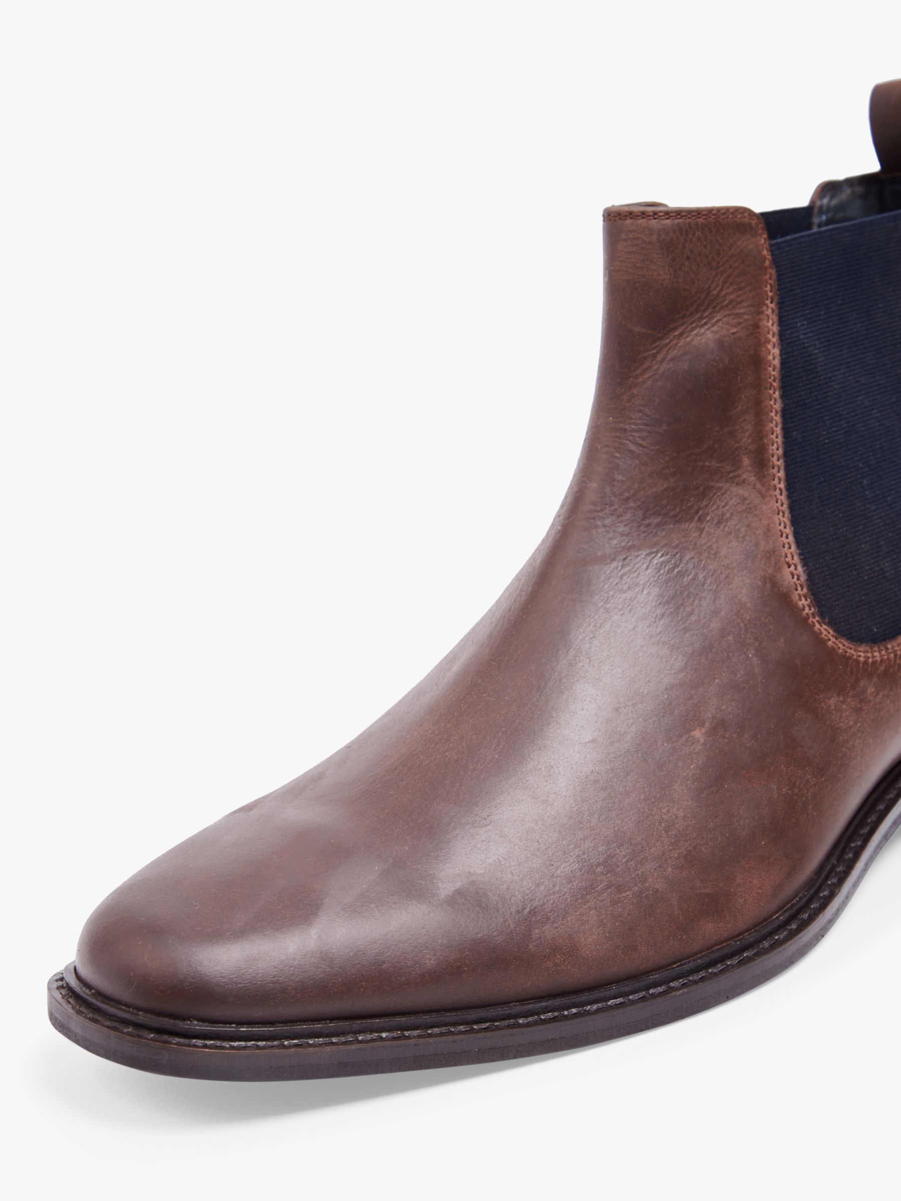 Pod Birch Leather Waxy Chelsea Boots, Brown at Lewis & Partners