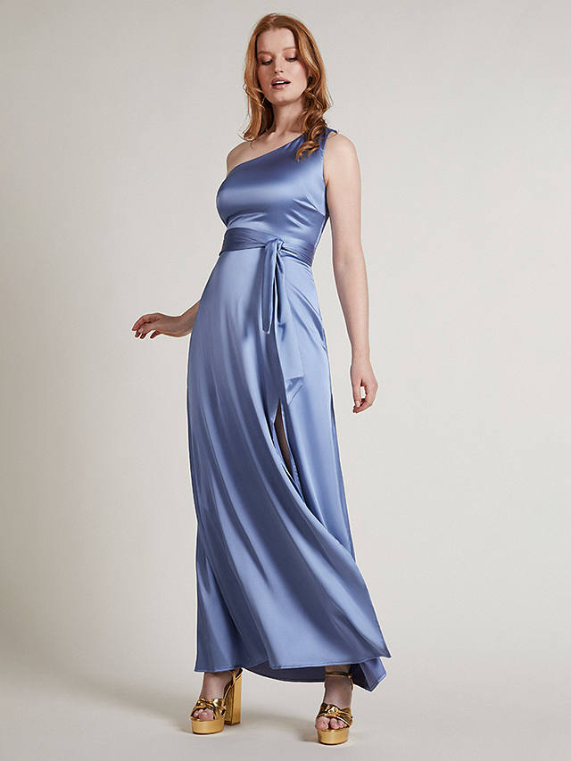 Rewritten Satin One Shoulder Bridesmaid Dress, Sky Blue