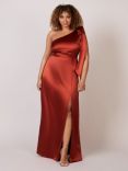 Rewritten Satin One Shoulder Bridesmaid Dress, Burnt Orange